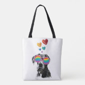 Tote Bag Grand chien Danse avec Coeurs Saint-Valentin (Dos)
