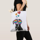 Tote Bag Grand chien Danse avec Coeurs Saint-Valentin (De près)