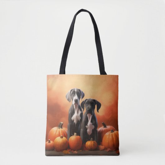 Tote Bag Grand Chiot Danse Automne Délice Citrouille (Devant)