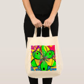 Tote Bag Grand design vert clair vert rose jaune (Devant (produit))