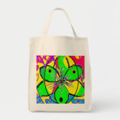 Tote Bag Grand design vert clair vert rose jaune (Devant)