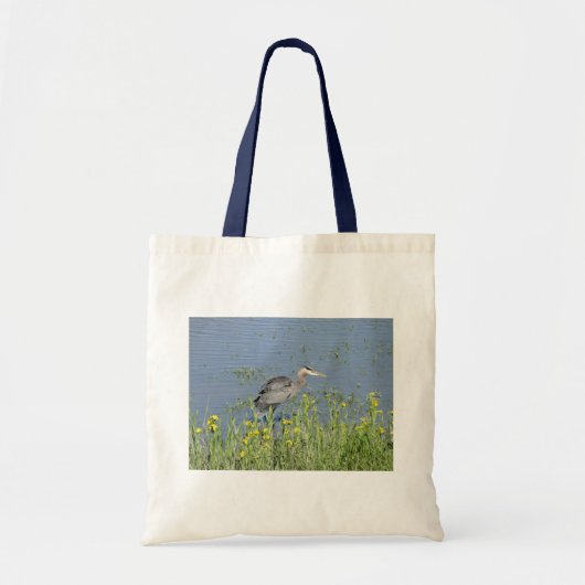 Tote Bag Grand Héron Bleu à River. (Devant)