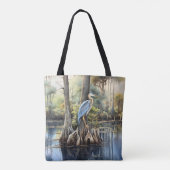 Tote Bag Grand Héron Bleu Dans Les Glades, (Dos)