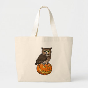 Tote Bag Grand hibou à cornes de Halloween