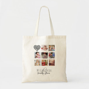 Tote Bag Grand-mère aime sa famille arbre photo collage Cad