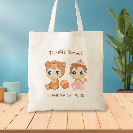 Tote Bag Grand-mère de jumeaux bébé fille ours combinaison