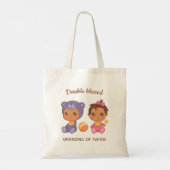 Tote Bag Grand-mère de jumeaux bébé fille pourpre ours ours (Dos)