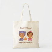 Tote Bag Grand-mère de jumeaux bébé fille pourpre ours ours (Devant)