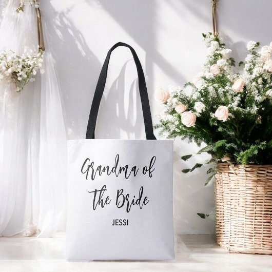 Tote Bag Grand-mère de la mariée Mariage noir blanc