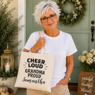 Tote Bag Grand-mère fière et bruyante de sport personnalisé
