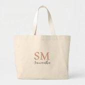 Tote Bag Grand Monogramme & Nom en Script Noir, Vs 2 (Devant)