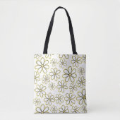 Tote Bag Grand Motif Blanc Et Jaune Fleurs Faisy (Devant)