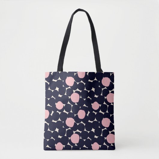 Tote Bag Grand motif de point bleu et rose (Devant)