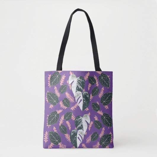 Tote Bag Grand motif feuille vert et blanc (Devant)