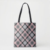Tote Bag Grand Plaid moderne, noir, blanc, gris et rouge (Devant)