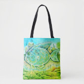 Tote Bag Grand poisson bleu vert (Devant)