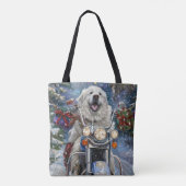 Tote Bag Grand Pyrénées Chien équitation Moto Noël (Dos)