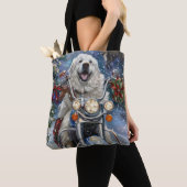 Tote Bag Grand Pyrénées Chien équitation Moto Noël (De près)