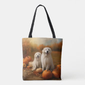 Tote Bag Grand Pyrénées Chiot automne délice Citrouille (Dos)