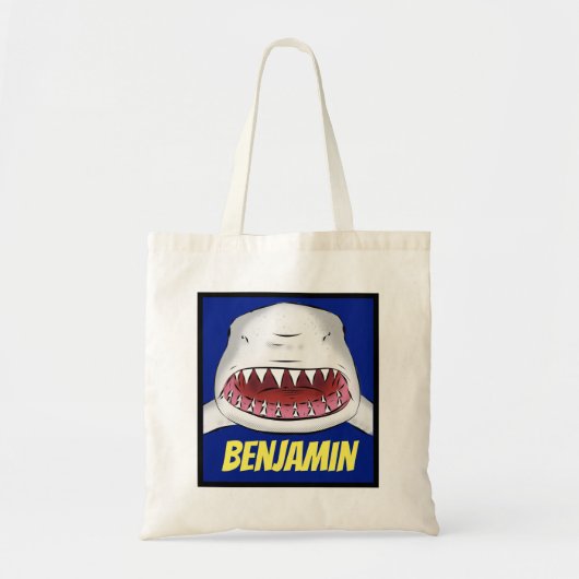 Tote Bag Grand requin blanc moyen dessin animé (Devant)