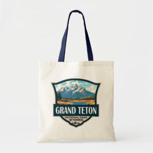 Tote Bag Grand Teton National Park Illustration Retro