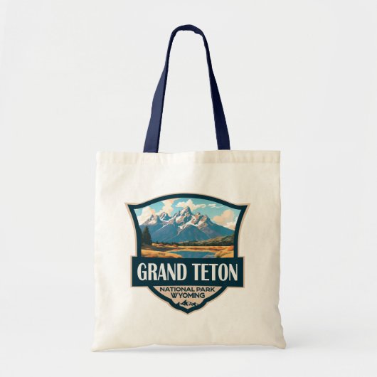 Tote Bag Grand Teton National Park Illustration Retro (Devant)