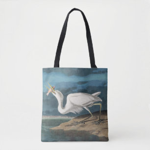 Tote Bag Grande Aigrette d'Audubon : Oiseau côtier vintage