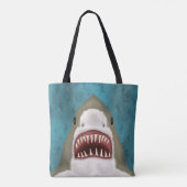 Tote Bag Grande attaque de requin blanc Funny Poisson Plage (Dos)