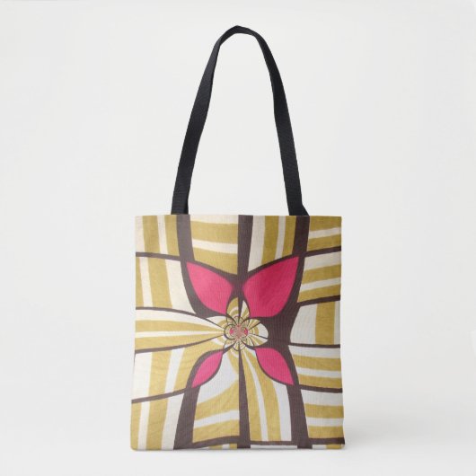Tote Bag Grande conception d'ivoire floral rouge (Devant)