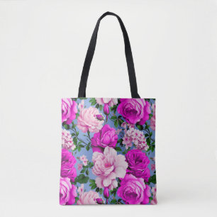 Tote Bag Grande Fleur Rose Violette Rétro
