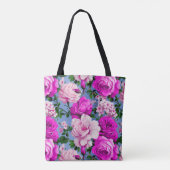 Tote Bag Grande Fleur Rose Violette Rétro (Dos)
