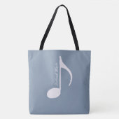 Tote Bag Grande note musicale personnalisée sur Dusty Blue (Devant)