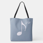 Tote Bag Grande note musicale personnalisée sur Dusty Blue (Dos)