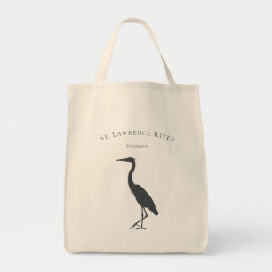 Tote Bag Grande silhouette de Héron Bleu avec texte personn