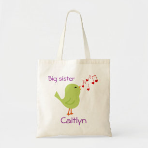 Tote Bag Grande soeur personnalisée par oiseau vert