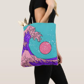 Tote Bag Grande vague dans le style Vaporwave Pop Art. Affi (De près)