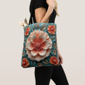 Tote Bag Grandes fleurs de corail (De près)