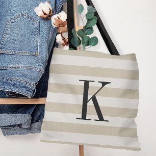 Tote Bag Grandes rayures de beige et d'ivoire rustiques Gro