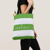 Tote Bag Grandes vertes et blanches de chaux avec typograph (De près)