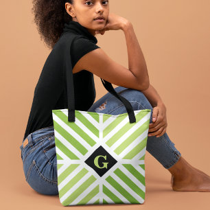 Tote Bag Grandes vertes modernes Initiales