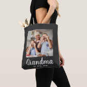 Tote Bag Grandma Established White Script Photo (De près)