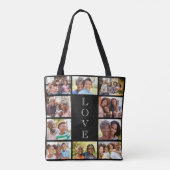 Tote Bag Grandma Love 10 Photo Collage noir (Dos)