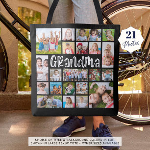 Tote Bag Grandma moderne 21 Photo Collage Couleurs personna