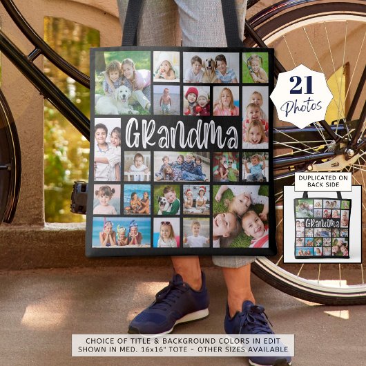Tote Bag Grandma moderne 21 Photo Collage double face
