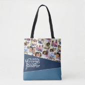 Tote Bag Grandma Photo Collage Bleu Triangles géométriques (Devant)