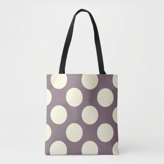 Tote Bag Grands cercles pois crème sur violet (Devant)