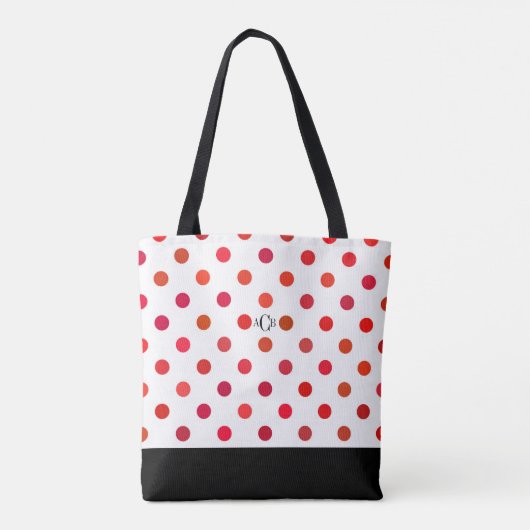 Tote Bag Grands points rouges dans diverses nuances du (Dos)