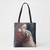 Tote Bag Grands Pyrénées avec Noël Festif du Père Noël (Devant)