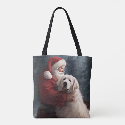 Tote Bag Grands Pyrénées avec Noël Festif du Père Noël (Dos)