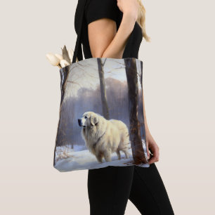 Tote Bag Grands Pyrénées Qu'il neige Noël